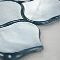 Blue Shimmer Arabesque Pattern Glossy 0.31 Inch Glass Mosaic Tile