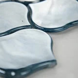 Blue Shimmer Arabesque Pattern Glossy 0.31 Inch Glass Mosaic Tile