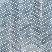 Blue Shimmer Chevron Pattern Glossy 0.24 Inch Glass Mosaic Tile