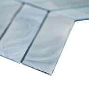 Blue Shimmer Chevron Pattern Glossy 0.24 Inch Glass Mosaic Tile