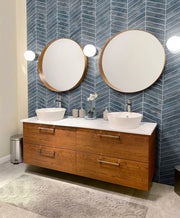 Blue Shimmer Chevron Pattern Glossy 0.24 Inch Glass Mosaic Tile