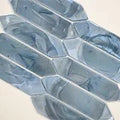 Blue Shimmer Picket Pattern 0.24 Inch Glass Mosaic Tile