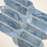 Blue Shimmer Picket Pattern 0.24 Inch Glass Mosaic Tile