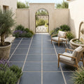 Bluestone Dark Grey Porcelain Rough & Straight Edge 24 x 24 x 3/4 Paver 24x24 — Courtyard paving