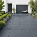 Bluestone Dark Grey Porcelain Rough & Straight Edge 24 x 24 x 3/4 Paver 24x24 — Front Yard driveway