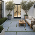 Bluestone Dark Grey Porcelain Rough & Straight Edge 24 x 48 x 3/4 Paver 24x48 — Courtyard paving