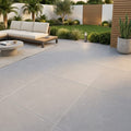 Bluestone Light Grey Porcelain Rough & Straight Edge 24 x 24 x 3/4 Paver 24x24 — Backyard patio