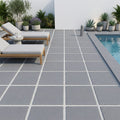 Bluestone Light Grey Porcelain Rough & Straight Edge 24 x 24 x 3/4 Paver 24x24 — Backyard pool deck
