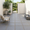 Bluestone Light Grey Porcelain Rough & Straight Edge 24 x 24 x 3/4 Paver 24x24 — Courtyard paving
