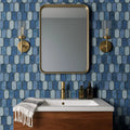 Boathouse Blue Picket Pattern 0.31 Inch Glass Mosaic Tile