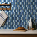 Boathouse Blue Picket Pattern 0.31 Inch Glass Mosaic Tile