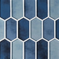 Boathouse Blue Picket Pattern 0.31 Inch Glass Mosaic Tile