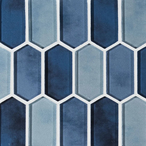 Boathouse Blue Picket Pattern 0.31 Inch Glass Mosaic Tile
