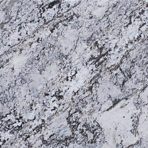 Bonno polished granite with a light gray base and dark, flowing mineral markings.
