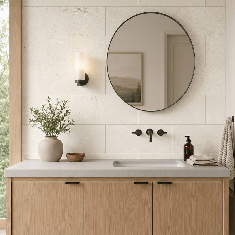 Borgo Luce 12x24 Porcelain Tile — Bathroom vanity wall