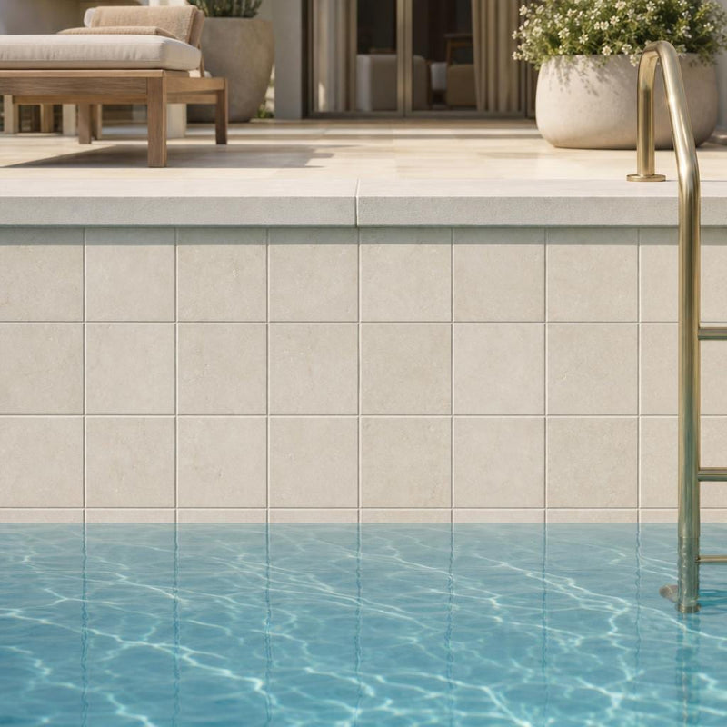 Bottaccino Marble Tile 4x4 Tumbled — Swimming Pool waterline