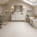 Botticino Fiorito 12x12 Veined Marble Tile — Bathroom floor