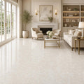 Botticino Fiorito 18x18 Polished Veined Marble Tile — Living Room floor