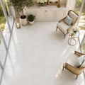 Botticino Fiorito 18x18 Polished Veined Marble Tile — Sunroom floor