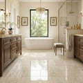 Botticino Marble Tile 12x24 Polished — Primary Bath floor