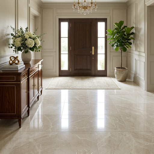 Botticino Marble Tile 18x18 Polished — Foyer floor