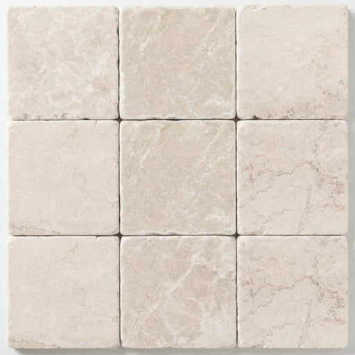Botticino Marble Tile 4x4 Tumbled close-up