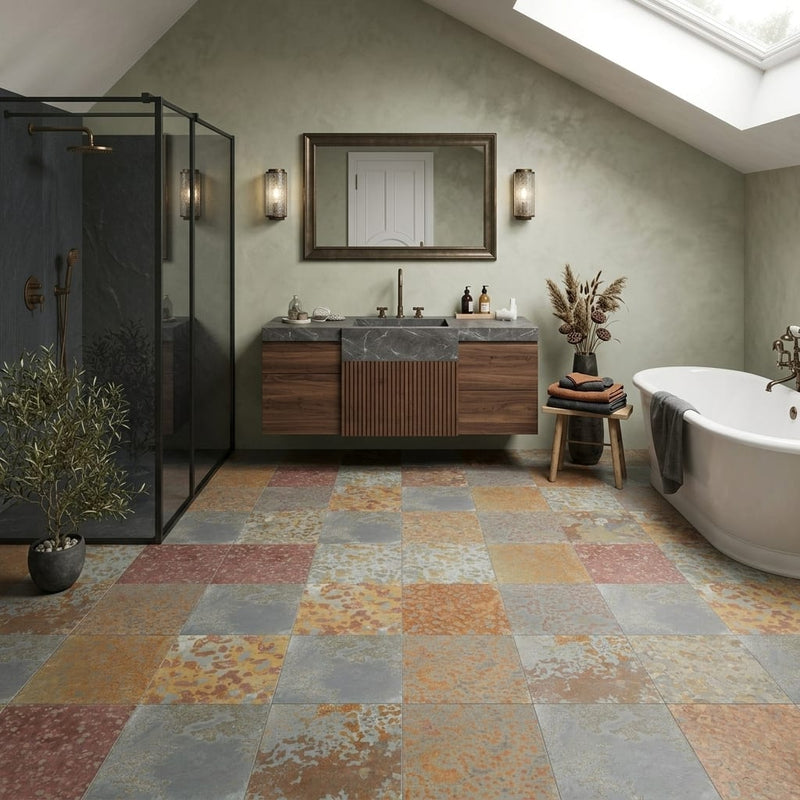 Brazilian Multicolor 12x12 Gauged Stone Tile — Bathroom floor