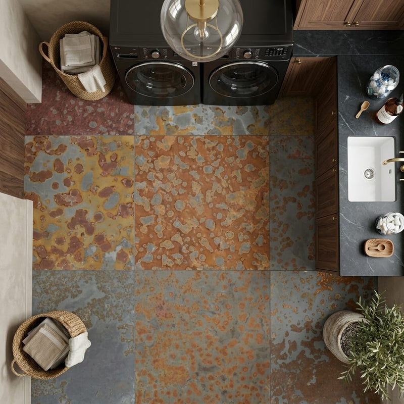 Brazilian Multicolor 12x12 Gauged Stone Tile — Laundry Room floor