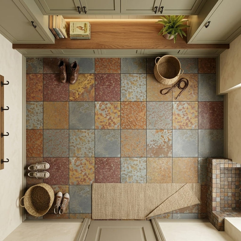 Brazilian Multicolor 12x12 Gauged Stone Tile — Mudroom floor