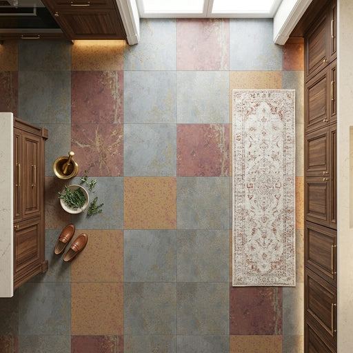Brazilian Multicolor 24x24 Gauged Marble Tile — Kitchen floor
