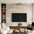 Breccia Bianco Marble Tile 12x24 Honed — Living Room feature wall