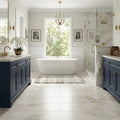 Breccia Bianco Marble Tile 12x24 Honed — Primary Bath floor