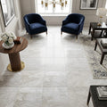 Breccia Bianco Marble Tile 18x18 Honed — Family Room floor