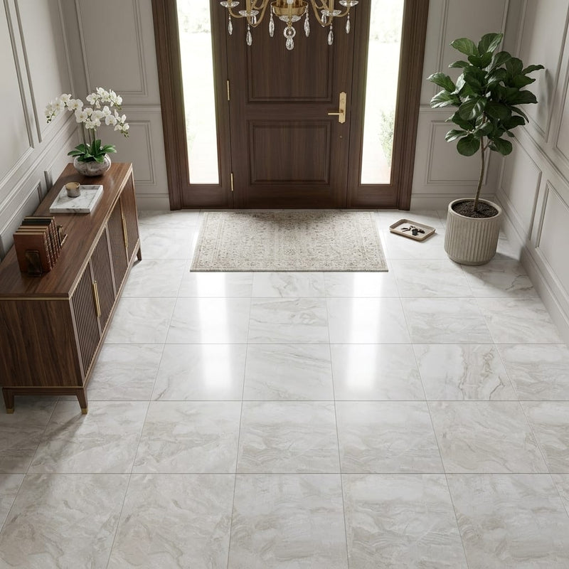 Breccia Bianco Marble Tile 18x18 Honed — Foyer floor