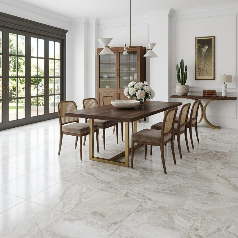 Breccia Bianco Marble Tile 18x18 Honed — Living Room floor
