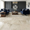 Breccia Bianco Marble Tile 18x18 Polished — Family Room floor