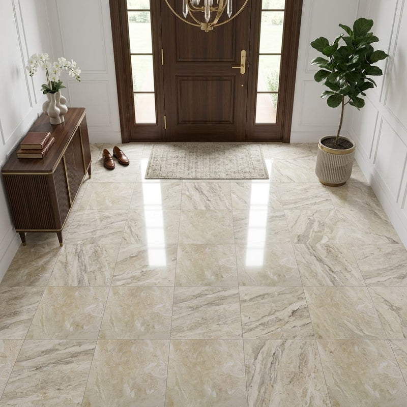 Breccia Bianco Marble Tile 18x18 Polished — Foyer floor