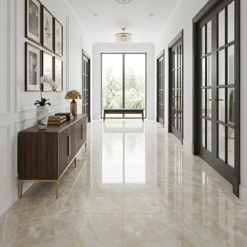 Breccia Bianco Marble Tile 18x18 Polished — Hallway floor