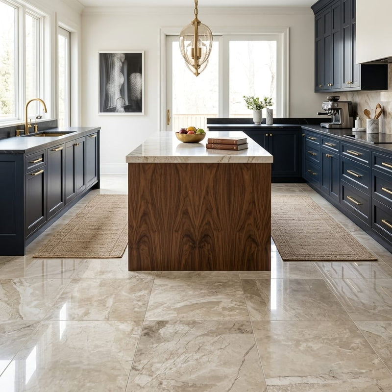 Breccia Bianco Marble Tile 18x18 Polished — Kitchen floor