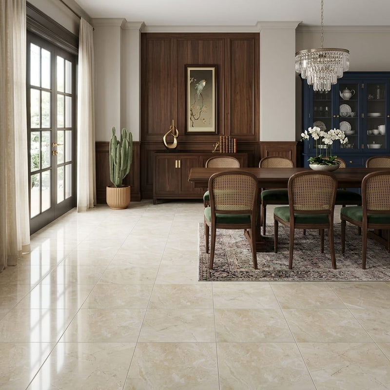 Breccia Bianco Marble Tile 18x18 Polished — Living Room floor