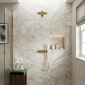 Breccia Bianco Marble Tile 24x24 Honed — Bathroom shower wall