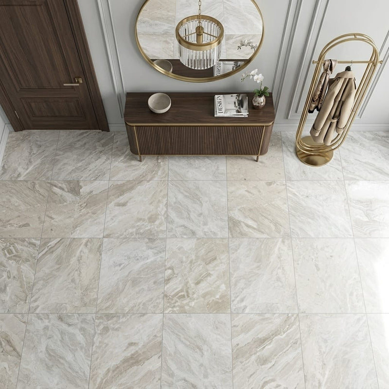 Breccia Bianco Marble Tile 24x24 Honed — Foyer floor