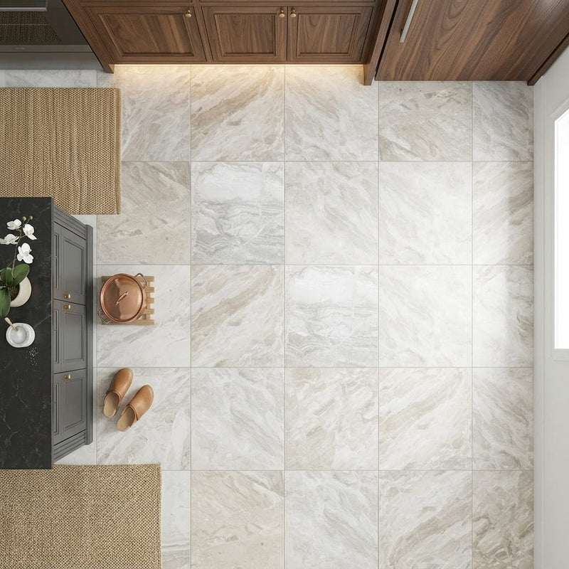 Breccia Bianco Marble Tile 24x24 Honed — Kitchen floor