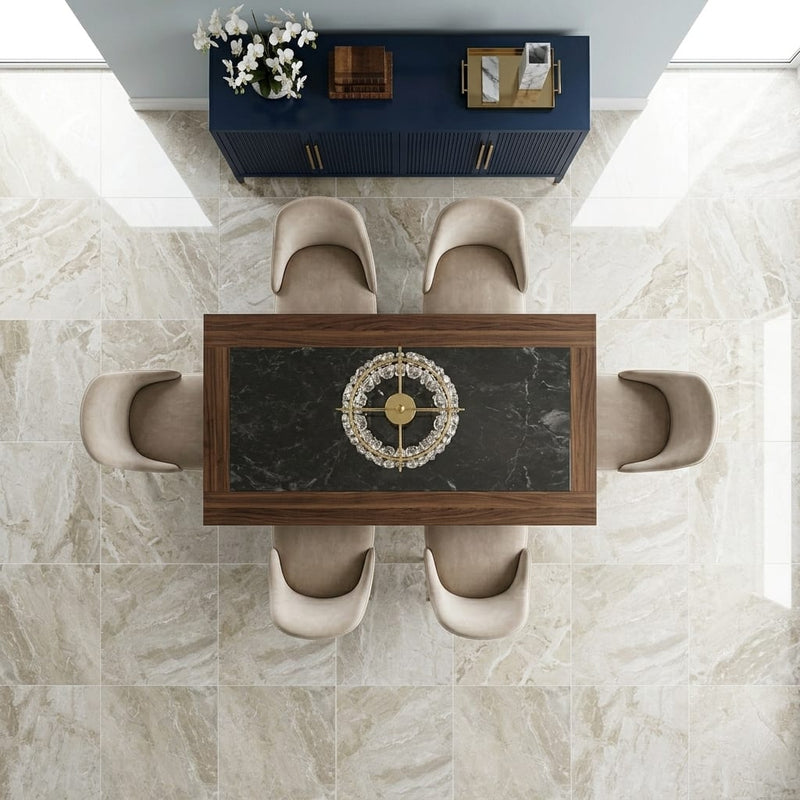 Breccia Bianco Marble Tile 24x24 Polished — Dining Room floor