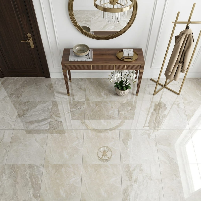 Breccia Bianco Marble Tile 24x24 Polished — Foyer floor