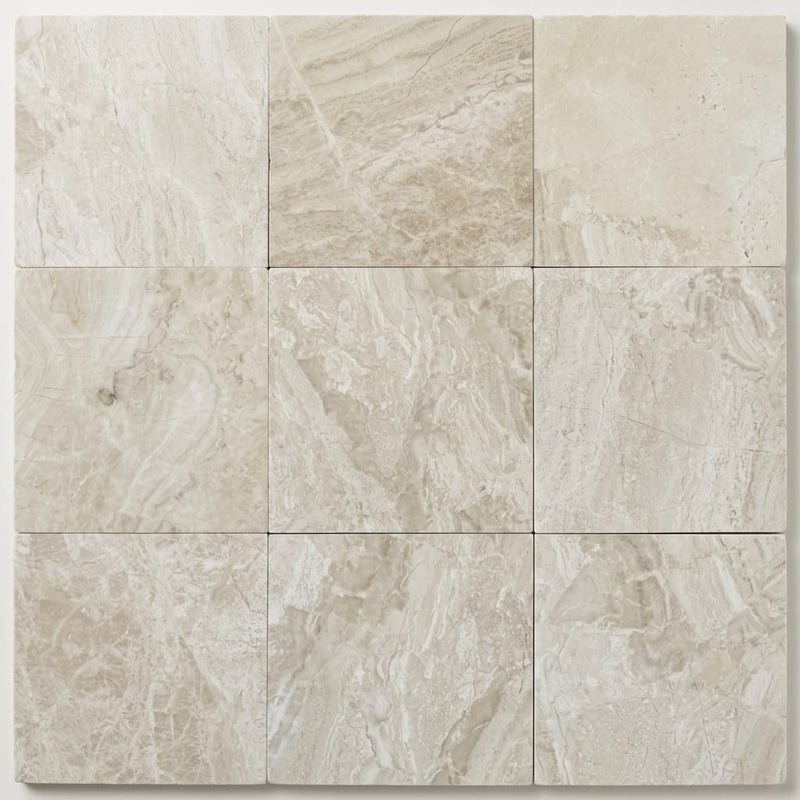 Breccia Bianco Marble Tile 8x8 Brushed close-up