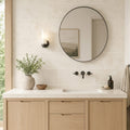 Breccia Cream 12x24 Porcelain Tile — Bathroom vanity wall