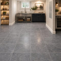 Breccia Grigio 12x12 Honed Veined Marble Tile — Basement floor