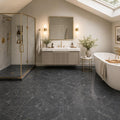 Breccia Grigio 12x12 Polished Veined Marble Tile — Bathroom floor