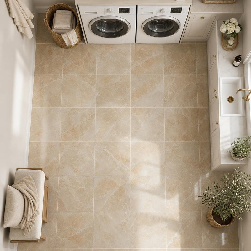 Breccia Oniciata 12x12 Polished Veined Marble Tile — Laundry Room floor